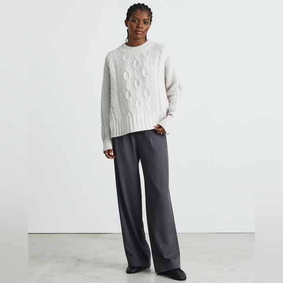 Everlane The Cloud Cable Knit Crewneck Sweater Ice - Picture 4 of 11